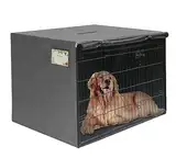 Hundekäfig Abdeckung, Abdeckung für Hundekäfige, Langlebiger Wasserdichter Winddicht Hundebox Abdeckung mit Doppeltür, für den innen und außenbereich(Nur Abdeckung,124 * 78 * 81cm(L*B*H))