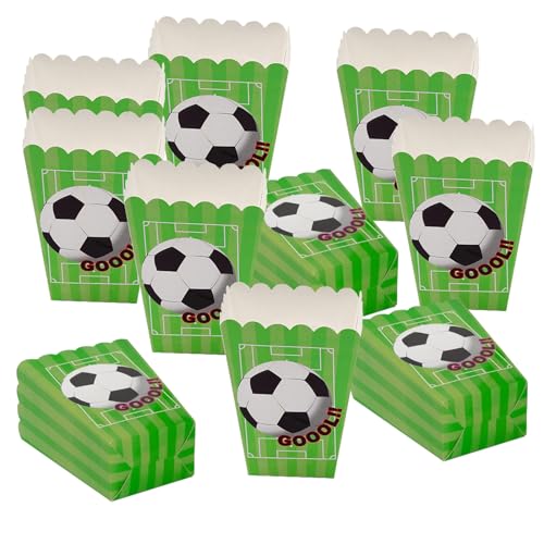 24 Stück Fußball Geschenkbox CHUNLINLAODA Fußball Popcorn-Boxen Klein Popcorn Tüten Fußball Geschenktüten Popcorntüten Fussball für Partys Kindergeburtstag Fußball Motto Party Dekoration (Grün)