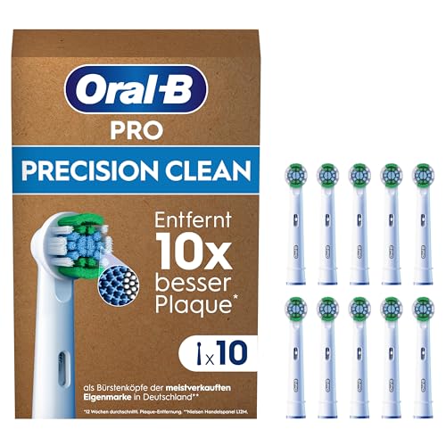 Oral-B Pro Precision Clean Aufsteckbürsten für elektrische Zahnbürste, 10 Stück, Zahnreinigung, X-Borsten, Original Oral-B Zahnbürstenaufsatz, briefkastenfähige Verpackung, Designed in Germany