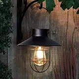 LED Solarlaterne für Außen Vintage Metall Solarlampen für Außen Hängend Outdoor Wasserdichte Solar Hängelampen Gartenleuchten für Gartenhof Patio Pathway Tree Decor (1 Pack schwarz)