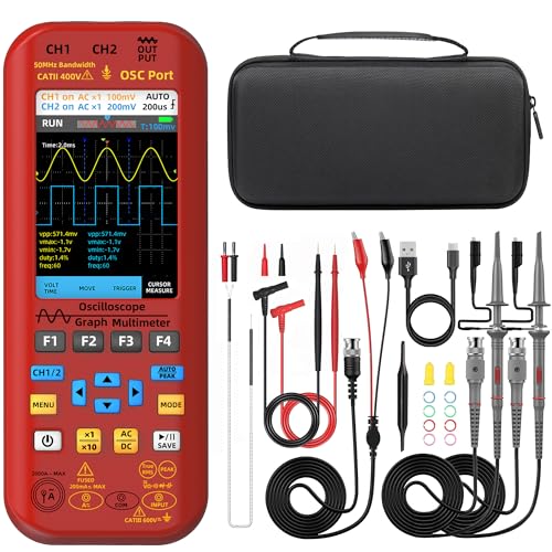 BSIDE 2-Kanal Digital Handheld Oszilloskop 50MHz 3.98TFT Oszilloskop Multimeter Signal Generator 3 in 1 Portable Labor Oszilloskop Unterstützt Flexible Spulen 20000 Zählung 250MSa/s Automotive Tester