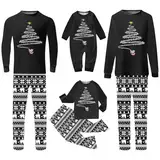 PTLLEND Weihnachtspyjama-Sets für die Familie, passende Weihnachtspyjamas für die Familie, Nachtwäsche-Pyjamas(A491 Black,B0003)