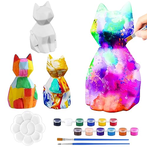 DIY Katze Malset Bastelset, Basteln für Mädchen 6 7 8 9 10 Jahre, Bastelset Kinder Katze Lampe Malset, Kreativität Bastelset Spielzeug für Kinder Mädchen, Geschenkideen Bemalen Geburtstagsgeschenke