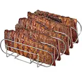 LyximGss Spareribs Halter Grill – Rippchenhalter aus reinem Edelstahl für 5 Rippchen – Aufsatz zur Zubereitung von Spareribs und Braten auf Gas- und Kohlegrill, Spülmaschinengeeignet – 33 x 29 x 8 cm