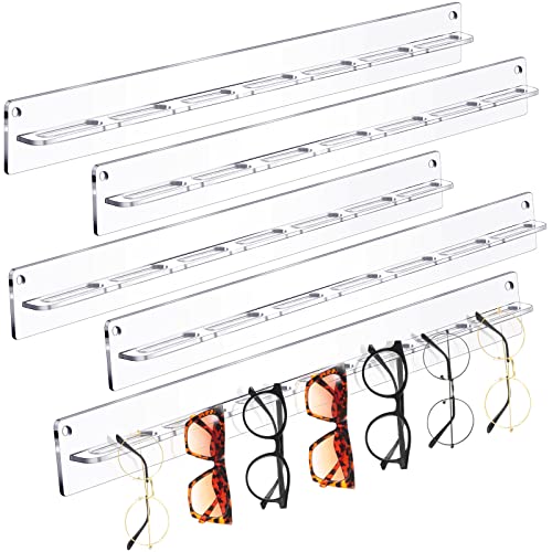 5 Stück Acryl Sonnenbrillen-Organizer Aufbewahrung Sonnenbrillenhalter Organizer Wandmontage Brillenhalter Hängende Brillenständer Sonnenbrillenregal Ständer für Eingangsbereich Regal (transparent)