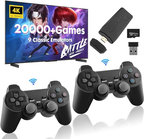 Retro Console Game Console Video Game Console with 2 Game Controllers, 15000+ Games, Plug and Play, 9 Emulators, 4K HDMI Output