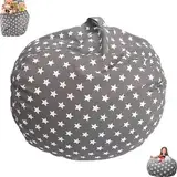 Spielzeug Aufbewharungstasche, Kuscheltier Aufbewahrung Sitzsack, Kinder Sitzsack Sofa, Bean Bag Toy Storage mit Reißverschlus, Beutel Spielzeugaufbewahrung, für Kleidung, Spielzeug (24 zoll)