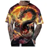 Mymyguoe 3D Drucken T-Shirts Herren Coole Trend Bedruckte Tshirt Drache Motiv Oberteil Streetwear Trend Tee Stretch Sportshirt Oversize Vintage Herren-Tshirt Streetstyle Sport Oberteil Tops