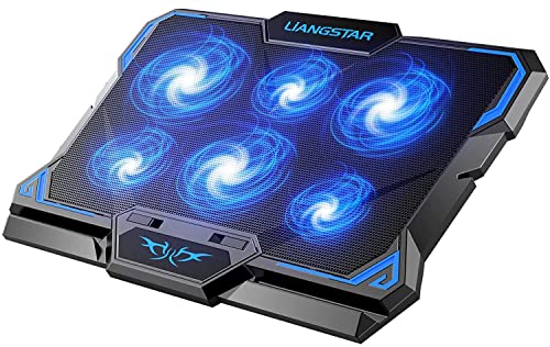 LIANGSTAR Laptop Kühler | Laptop Kühlpads für 12-17 Zoll Notebook | 6 Lüfter mit LEDs | 2200 RPM | Geräuscharme Kühlung | 2 USB Ports | 3 Höheneinstellungen | Cooling Pad Cooler Ständer