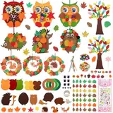 POFIBO Filz Bastelset für Deko, Bastelset Herbst, 11 Stück Owl, Igel, Girlanden, Bäume Bastelset, Filz Bastelset Kinder, Qualitätsfilz & kinderfreundlich, Herbst Basteln mit Kindern