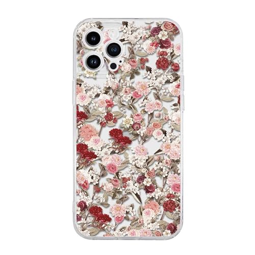 Rnrieyta Miagon Kreativ Blume Hülle für iPhone 12 Pro Max,Schmetterling Blätter Blumen Flower Serie Schutzhülle Transparentes Weich TPU Cover Dünne Kratzfeste Silikon Gel