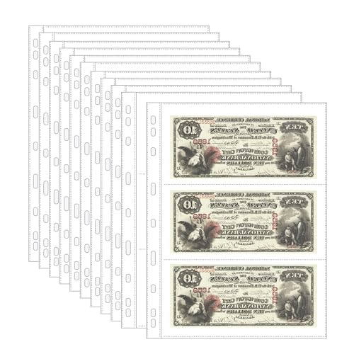 20 Blatt Währungsseiten zum Sammeln von Papiergeld – 3 Taschen Währungshüllen/Währungshalter Albumseiten zum Sammeln von Papiergeldscheinen und Banknotencoupons IN02020