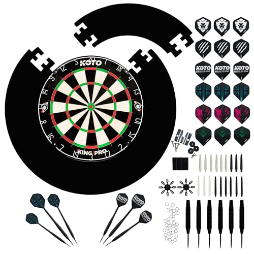 KOTO - King Pro Edition Schwarz Incl. Surround & Accessory Kit Steeltip 90 Stücks, 2 Sets Dartpfeile 23 Gramm, 6x3 Flights, 6x3 Shafts