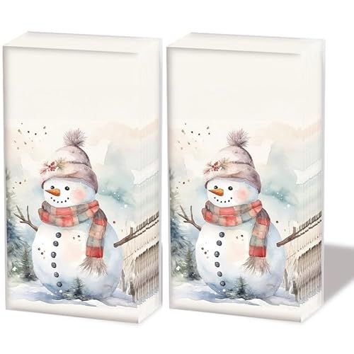 20 einzelne Taschentücher Weihnachten Schneemann mit Freude. 2 Packungen mit 10 einzelnen Papiertaschentücher bedruckt als Geschenk.