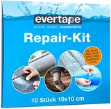 Everfix Evertape Repair Kit, Reparaturset, wasserdicht, Set zum Abdichten und Reparieren - auch auf nasser Fläche und unter Wasser verwendbar (10 x Tape 10 cm x 10 cm) transparent