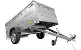 Auto Anhänger 230 x 125 cm, Garden Trailer 230 Kipp - PKW Mit Kippbare V-Deichsel, Stützrad, Flachplane, Zusätzlichen Bordwänden - Bordwandhöhe: 70 cm