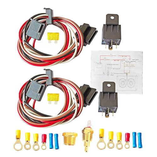 Kühlerlüfterrelais -Kit, Automobile Electric Lüfterrelais -Kit | 12V40A Lüfterkühlungskit mit Thermostat | Wasserdichte Auto-Ersatzteile eingebauter präziser Temperatursensor eingebauter Temperatursen