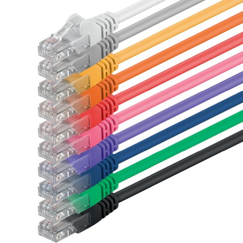 0,5m - 10-Farben - (PACK) - CAT.6 CAT6 Ethernet-Lan-Netzwerk-Kabel 1000 Mbit/s Patchkabel