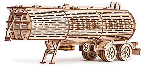 Wood Trick Fuel Tank Trailer Addition for Big Rig Truck, Petrol Trailer for Semi Truck - 3D Wooden Puzzle, ECO Wooden Toys, Best DIY Toy - STEM Toys for Boys and Girls