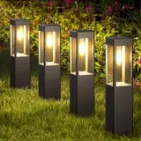 Joomer Solarlampen für Außen Garten, LED Solarleuchten für Außen Quadrat Wegeleuchte Gartenleuchte Wetterfest für Terrasse Rasen Terrasse Auffahrt Deko(4 Stück, Warmweiß)