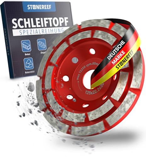 STONE REEF Betonschleifer [125x22.2x20] Betonfräse, Schleifteller 125mm, Estrichschleifer - Schleifscheibe für Betonbearbeitung, Diamantschleiftopf für Absaugung, Sanierungsfräse, Schleiftopf