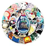 50 Stück Ghibli Kino Laptop Aufkleber, Wasserfeste PVC-Aufkleber für DIY-Dekoration, Graffiti-Stil Stickers für Autos Motorräder Laptops Fahrräder Skateboards Skier Snowboards Gepäck etc.