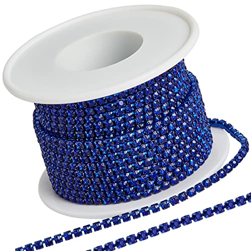 GORGECRAFT 10 Yards 2.5 mm Strasskette Funkelnde Kristall-Strass-Klauen-Kettenbesatz Für Heimwerker-Näharbeiten, Schmuck, Perlenherstellung, Zubehör, Hochzeitsdekoration, Blau