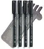 Staedtler Feinschreiber Universalstift Folienstift | Lumocolor permanent, Staedtler Box (4er Pack M Spitze, Schwarz)