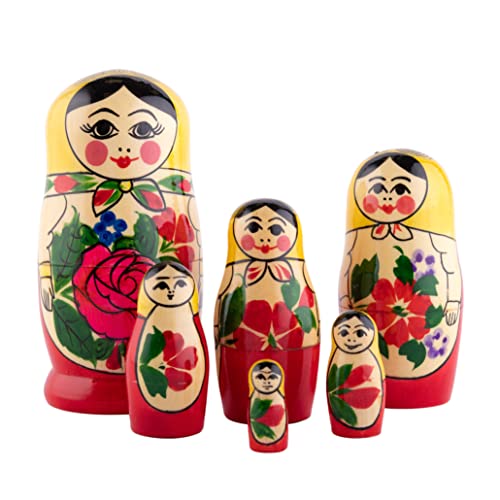 Heka Naturals Romashka Matroschka-Puppen | Matroschka-Puppenset aus natürlichem Holz, traditionelle Babuschka Heimdekoration, Stapelspielzeug aus Holz, handgefertigte Spielzeuge, niedliches Geschenk