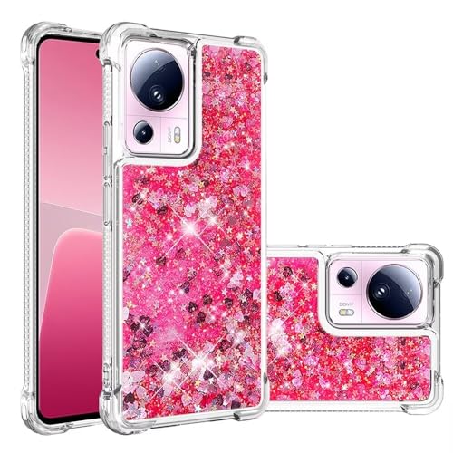 Nadoli Glitzer Treibsand Hülle für Xiaomi 13 Lite,Silikon Stoßfest Handyhülle Transparent TPU Bumper Schutzhülle Flüssig Durchsichtig Quicksand Case