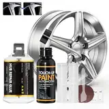 WEILAOK Alufelgen Reparatur Set, Alufelgen Lack, Felgen Reparaturset, Reifenreparaturse, Radreparaturkleber felgen lack zur Reparatur von Kratzern, Dellen und Anderen Leichtmetallfelgen, Silbergrau