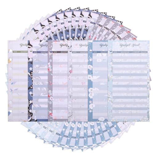 60 Blätter A6 Budget Sheets 6 Löcher Budget Binder A6 Budget Nachfüllpapier für Bargeld Ausgaben Tracker Geld Organizer Binder Budget Planner Einlagepapier für Notizbuch
