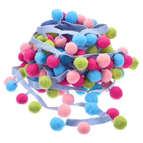 QUARKZMAN 2 Pom Pom Ball Fransenborte, Band Nähen DIY Bastelzubehör für Heimvorhang Kleidung Kissen Dekoration, Regenbogen