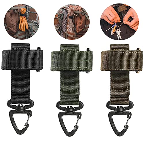 XCVCVB Handschuh Clip Handschuh Halterung Multifunktionale Schlüsselanhängerhalter Nylon-Kletterschnalle fur Aufhängen von Handschuhen Schnallen für Bergsteiger 3 Stück Schwarz Armee Grün Khaki