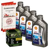 Ölwechselset passend für Suzuki GSF 1200 Bandit 96-06 Shell Advance Ultra 10W40 HiFlo Chrom