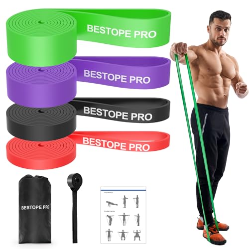 BESTOPE PRO Fitnessbänder mit 4 Widerstandsstufen, Resistance Bands Set mit Türanker, Pull Up Widerstandsbänder