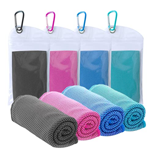 SZELAM Kühlendes Handtuch,EIS-Handtuch,4 Packungen weiches, atmungsaktives,kühles Handtuch,Mikrofaser-Handtuch für Yoga, Fitnessstudio,Training,Sport,Fitness,Laufen,Camping,Wandern(40" x 12")