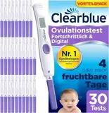 Clearblue Kinderwunsch Ovulationstest Kit, 30 Tests + 1 digitale Testhalterung, Fruchtbarkeitstest für Frauen / Eisprung, Fortschrittlich & Digital (testet 2 Hormone), schneller schwanger werden