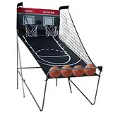 UHDUIG 8 in 1 Basketballautomat Tragbares Basketball Arcade Dual-Shot Basketball Spielhalle mit Ballstoppnetze Langlebige Basketbälle Luftpumpe Geeignet für Wohnungen, Spielzimmer