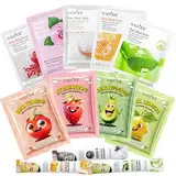 12 Stück Gesichtsmasken Frauen, Hydratisieren Gesichtsmasken, Tuchmasken Gesicht Kinder, Aufhellen, Beruhigen Tuchmasken, Daily Care Gesichtstuchmasken, Geschenk für Teenager Mädchen Frauen