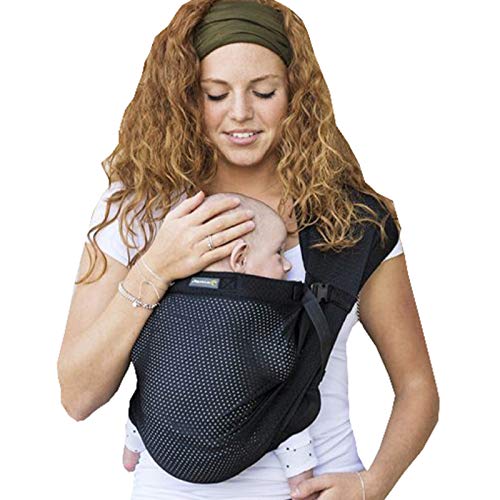 Minimonkey -Tragetuch Mini Sling schwarz für Neugeborene ab Geburt (0 - 2 Jahre) bis 15 kg - Sommer Baby-Trage-System wasserfest, ergonomisch am Bauch tragen in M-Position - Kleinkind Tragegurt