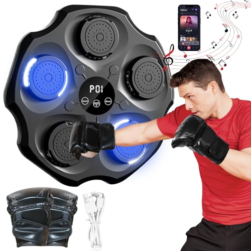 Music Boxing Machine, Intelligente Elektronische Boxing Machine wandmontierte mit LED-Licht, Elektronisches Boxmaschine mit Bluetooth mit Boxhandschuhen für den Innenbereich, Kinder/Erwachsene