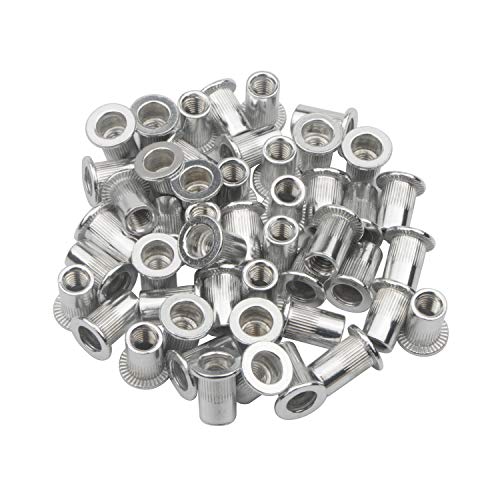 Pxyelec 100pcs M6 Flachkopf Aluminium Nietmutter Blindeinsatzmutter (6mm)