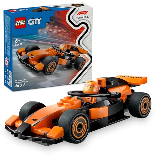 LEGO City F1 Rennfahrer mit McLaren Rennauto - Spielzeug Formel 1 Modell mit Rennwagen und Minifigur - Kleines Geschenk für Jungen und Mädchen ab 6 Jahren oder Motorsport Fans 60442