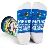 Lavley Mehr Skifahren Weniger Sorgen Socken Lustiges Geschenk für Männer und Frauen