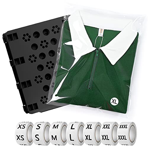 BoxLegend Faltbrett für Kleidung, T Shirt Faltbrett mit Hemdtasche 100 PCS 25x33CM, 3500 PCS Kleidergrößenetiketten 7 Größen Kleideraufbewahrung und Organisation Kleidersack faltbrett Hemd