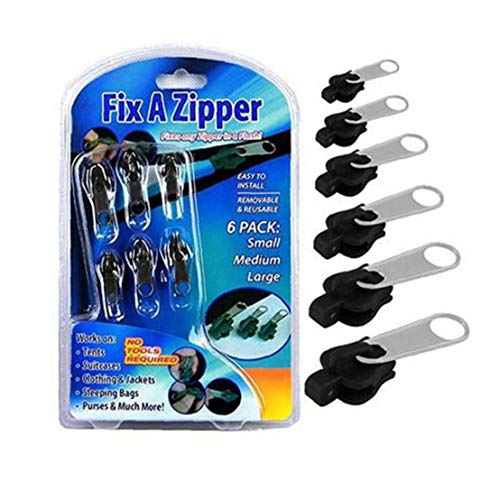 BYFRI 6PCS Zipper Head Universal für Bag Ersatz Zip Sliders Instant Repair Zipper