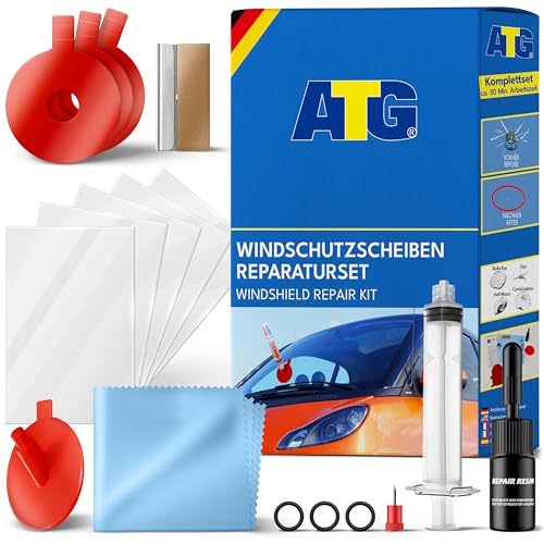 ATG® Steinschlag Reparaturset Windschutzscheibe - Universelles Auto Glas Reparatur Set - Professionelles Windschutzscheibe Reparaturset - Schnell & einfach - Praktisches Steinschlag Reparatur Set