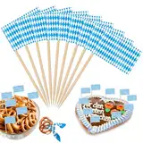 Bayern Oktoberfest Zahnstocher Flaggen, 100 Stück Bayerische Zahnstocher Flaggen, Oktoberfest Tisch Dekoration, Oktoberfest Cupcake Topper, Cocktail Obst Geschirr Party Supplies Pub Decor