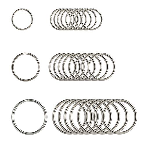 Thursday April 30 Stück Schlüsselringe Runde flache Ringe Set Metall Split Ring Stahl gehärtet vernickelt für Haus Schlüssel Organisation und Handwerk (30mm 25mm 20mm)